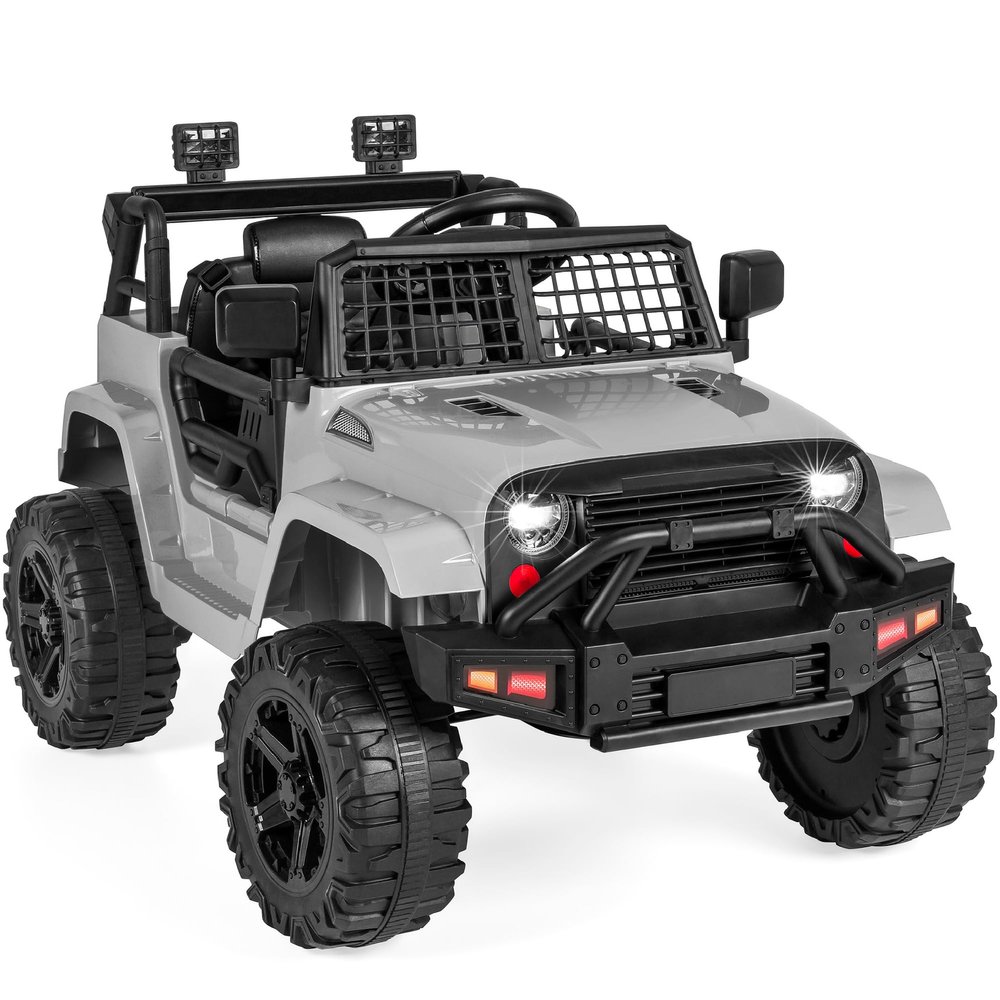 Best Choice Products 12V Kids Electric Vehicle Toy Ride On Car with Parent Remote Control for Toddlers, Seat Harness, 61 lbs Weight Capacity, Locking Doors, Spring Suspension, Bluetooth - Gray