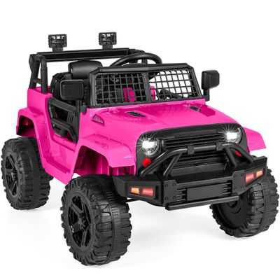 Best Choice Products 12V Kids Electric Vehicle Toy Ride On Car with Parent Remote Control for Toddlers, Seat Harness, 61 lbs Weight Capacity, Locking Doors, Spring Suspension, Bluetooth - Hot Pink
