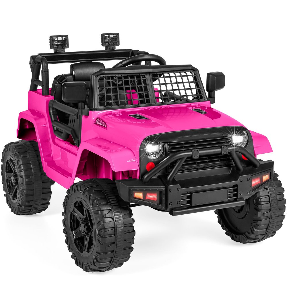 Best Choice Products 12V Kids Electric Vehicle Toy Ride On Car with Parent Remote Control for Toddlers, Seat Harness, 61 lbs Weight Capacity, Locking Doors, Spring Suspension, Bluetooth - Hot Pink