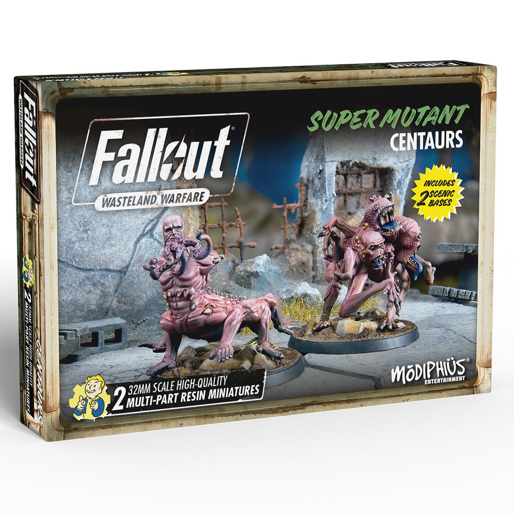 Modiphius: Fallout: Wasteland Warfare: Super Mutants - Centaurs - 2 Figures, Forged in Fire Wave, 32mm Multi-Part Resin Unpainted Miniatures,Grey