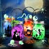 Halloween Craft Kit for Kids, 4 pcs Glass Mason Jar with Accessories for DIY Lantern Jar, Halloween Art & Craft Party Supplies for Classroom,Art and Craft Party Supplies for Kids view 1