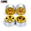 4Pcs 27.5 * 14.5mm Aluminum Alloy 7mm Hex Hub 1.0 Beadlock Wheels Rims Wheel Weights for 1/18 1/24 RC Crawler Axial SCX24 AX24 Wrangler JLU Deadbolt C10 B17 TRX4M Upgrades (Yellow) view 4