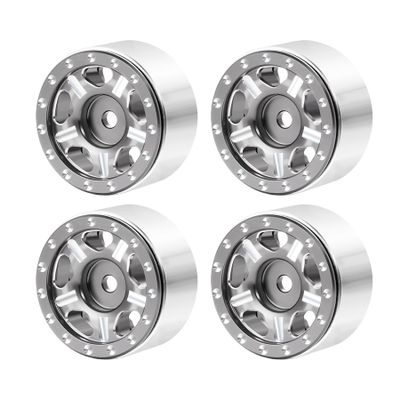 4Pcs 27.5 * 14.5mm Aluminum Alloy 7mm Hex Hub 1.0 Beadlock Wheels Rims Wheel Weights for 1/18 1/24 RC Crawler Axial SCX24 AX24 Wrangler JLU Deadbolt C10 B17 TRX4M Upgrades (Titanium)