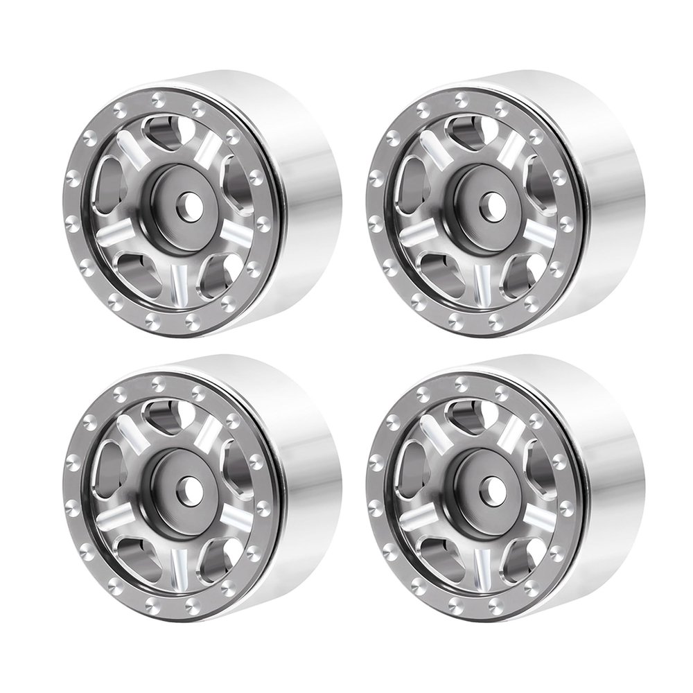 4Pcs 27.5 * 14.5mm Aluminum Alloy 7mm Hex Hub 1.0 Beadlock Wheels Rims Wheel Weights for 1/18 1/24 RC Crawler Axial SCX24 AX24 Wrangler JLU Deadbolt C10 B17 TRX4M Upgrades (Titanium)