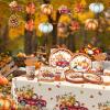 142Pcs Fall Party Plates and Napkins Party Supplies, Autumn Pumpkin Leaves Tableware Set with Cups,Banner,Pumpkin Tablecloth for Fall Harvest Party Thanksgiving Dinner Party Decorations, Serves 20 view 3