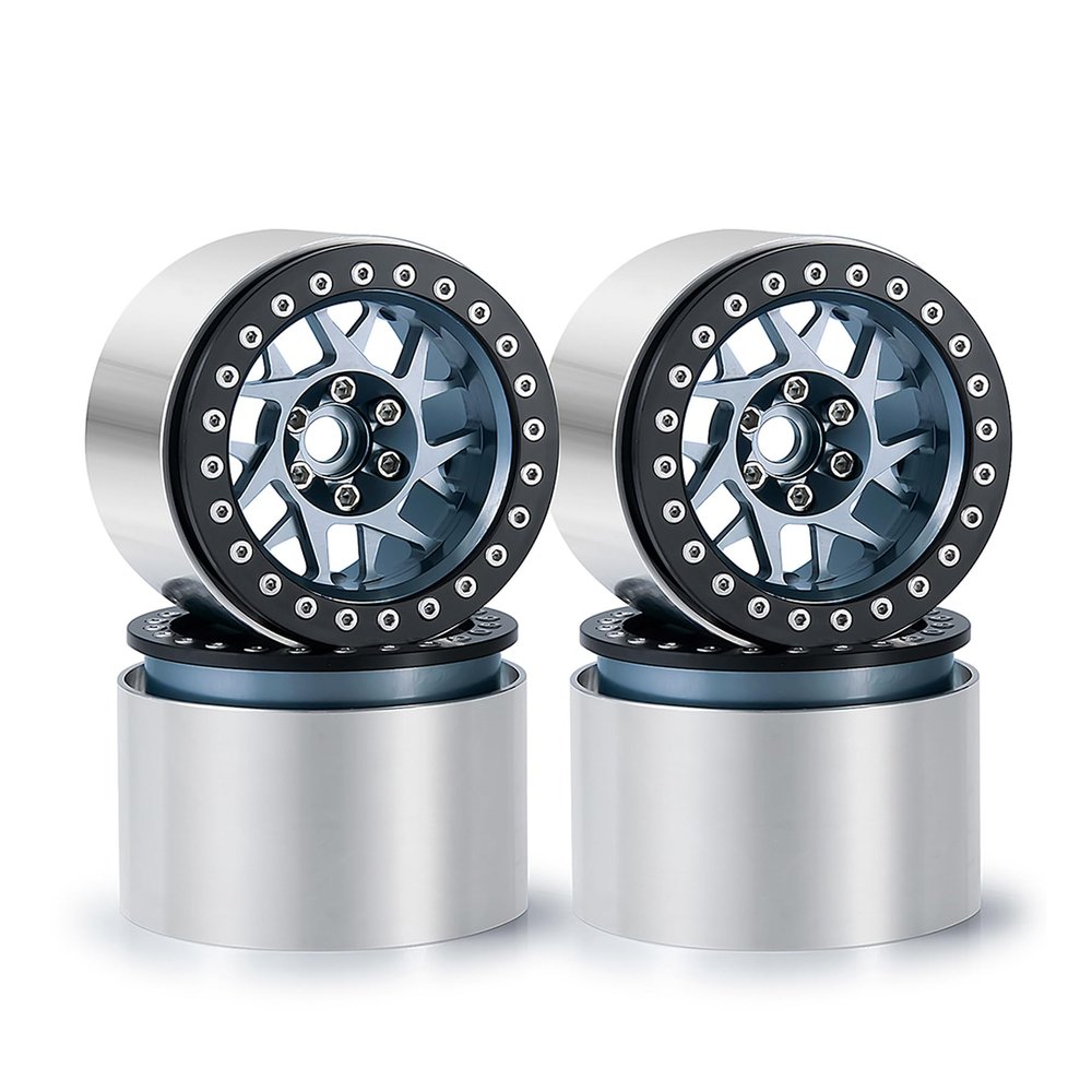 4Pcs Aluminum Alloy 12mm Hex Hub 2.2 Beadlock Wheels Rims 64.5 * 45mm for 1/10 RC Crawler Axial RBX10 AXI03005 Upgrade Parts