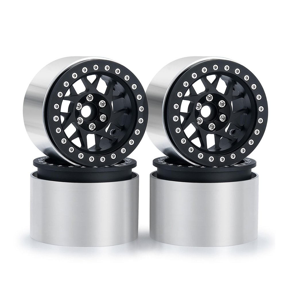4Pcs 64.5 * 45mm Aluminum Alloy 12mm Hex Hub 2.2 Beadlock Wheels Rims for 1/10 RC Crawler Axial RBX10 AXI03005 Upgrade Parts