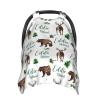 Personalized Baby Car Seat Canopy for Babies, Custom Name Woodland Deer Bear Baby Car Seat Covers for Boys Girls, Opening Minky Nursing Breastfeeding Cover for Infant, Carseat Canopies for Newborn view 1