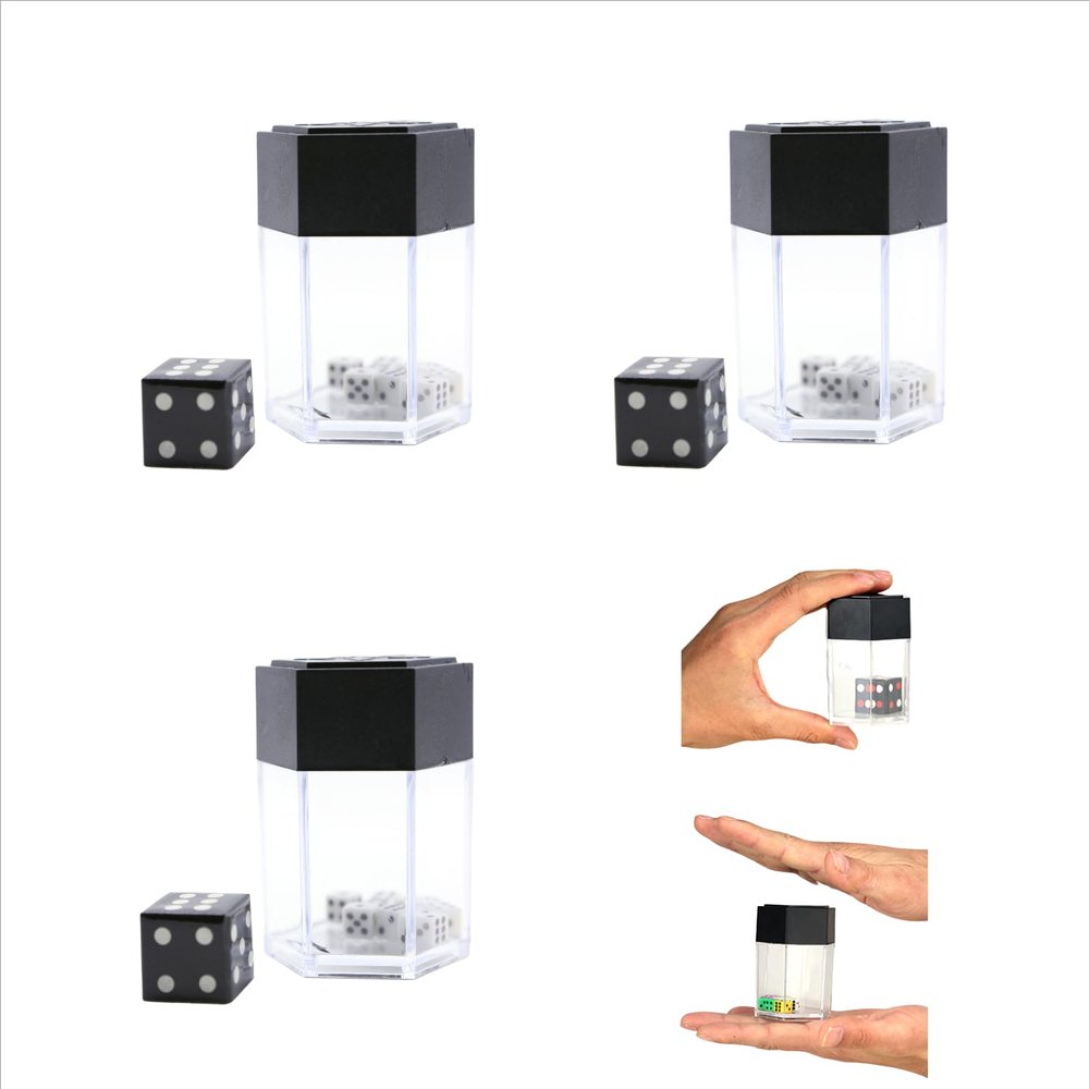 sumrica Magic Exploding Dice Set (3 Pack,Black) Changing Bursting Magic Dice,Close up Magic Tricks,Stage Performance&Prank Trick for Halloween Christmas Party, Funny Gag Toy&Collectible for Magicians