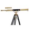 Antiqueex Vintage Shiny Brass Nautical Telescope Double Barrel Brass Finish Adjastable Wooden Tripod Floor Stand Nautical view 2