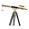 Antiqueex Vintage Shiny Brass Nautical Telescope Double Barrel Brass Finish Adjastable Wooden Tripod Floor Stand Nautical view 3