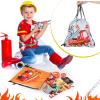 144 Pcs Firefighter Party Favors Fireman Themed Party Supplies Firemen Truck DIY Stickers Drawstring Bags Mini Notepads Silicone Wristbands Bracelets Keychain Button Pins Flexible Soft Pencil view 4