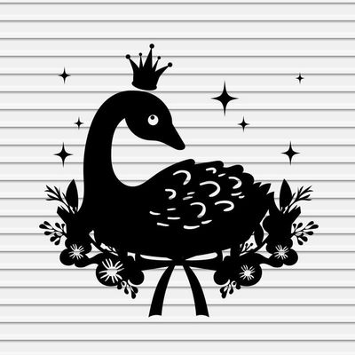 Swan Vinyl Decals Stickers for Walls Car Window Laptop Tumbler Girls Kids Bedroom Nursery Room Decor Black White Elegant Couple Family Romatic Fairy Tale Silhouette YASVG18576