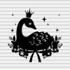 Swan Vinyl Decals Stickers for Walls Car Window Laptop Tumbler Girls Kids Bedroom Nursery Room Decor Black White Elegant Couple Family Romatic Fairy Tale Silhouette YASVG18576 view 1