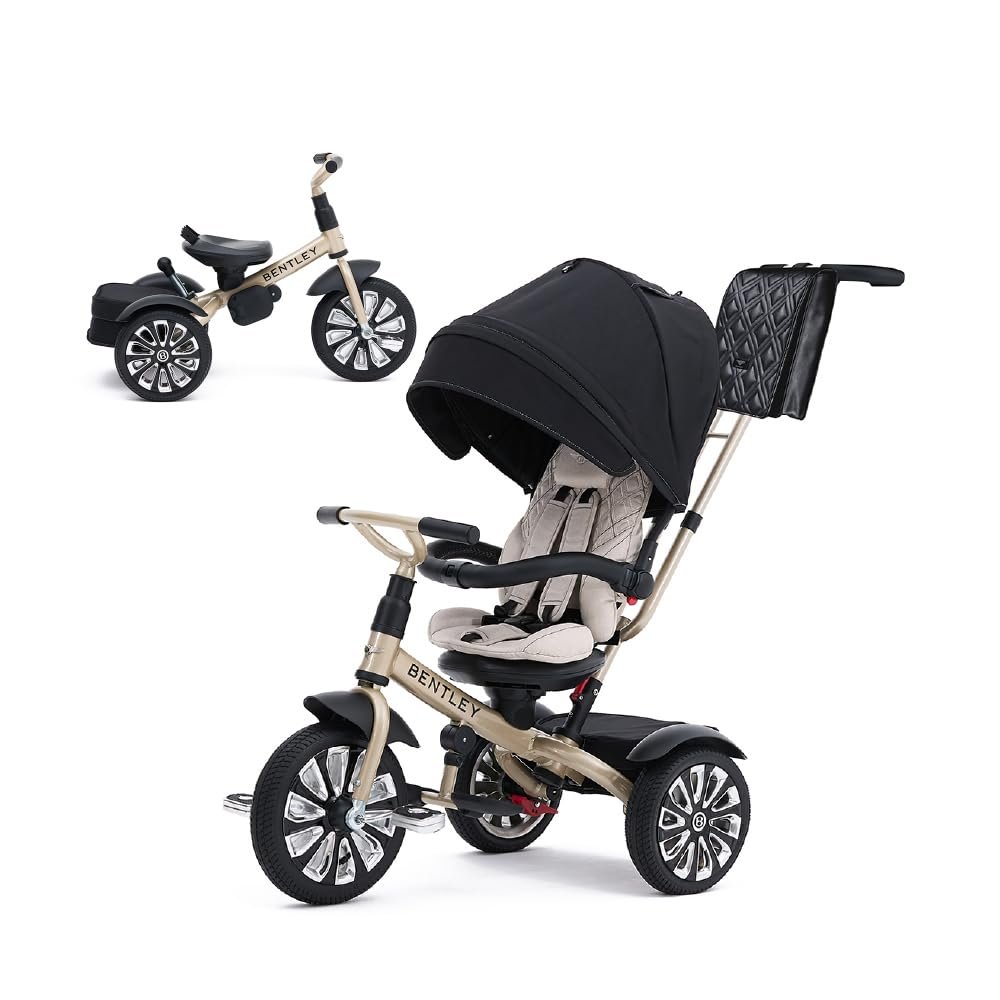 Bentley Trike - All Terrain Toddler Bike 6-in-1, Mulliner Gold Limited Edition, Officially Licensed and Designed by Bentley Motors UK; Baby to Big Kid Tricycle (6m-5y+)