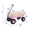 CEMKAR Outdoor Sport All Terrain Pulling Wagon With Removable Wooden Side Panels, Air Tires, Big Foot Panel, Sturdy Steel Bed for Kids' Pull-Along (Pink) view 4