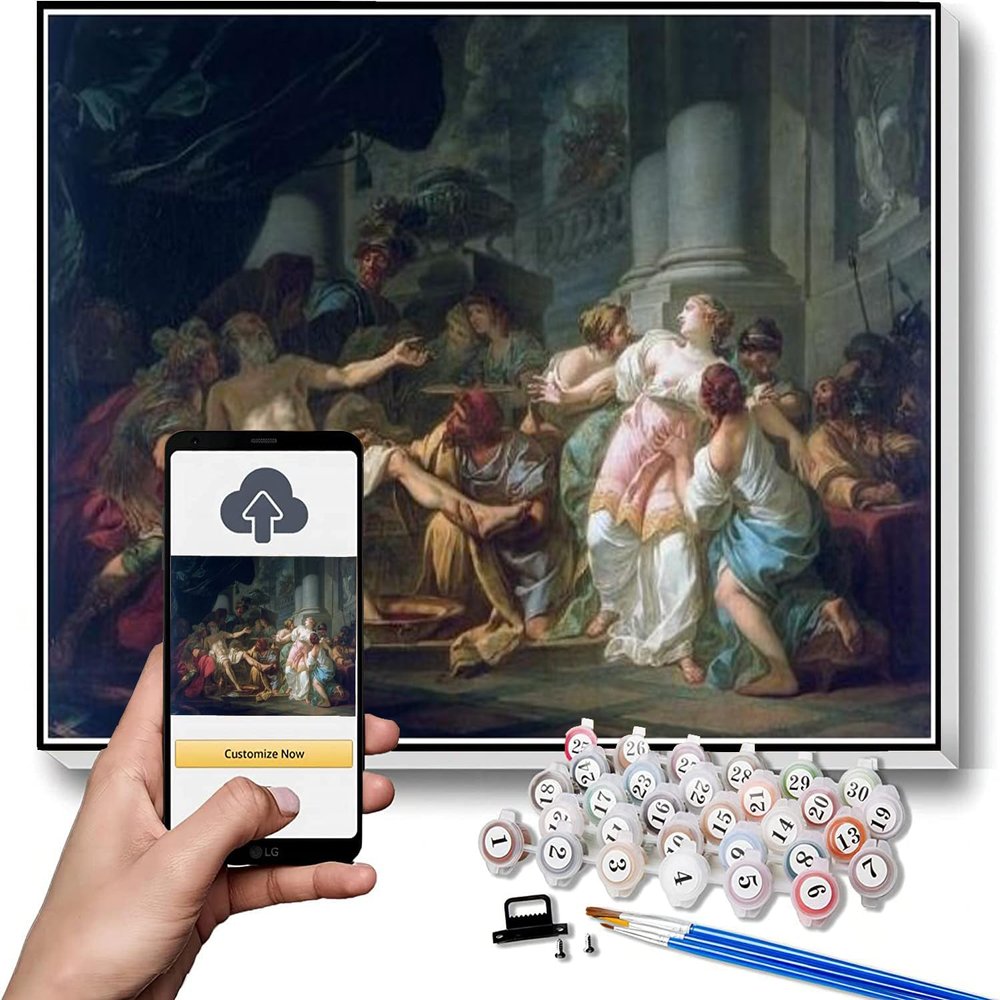 DIY Oil Painting Kit,The Death of Seneca Painting by Jacques Louis David Paint by Numbers Kit for Kids and Adults