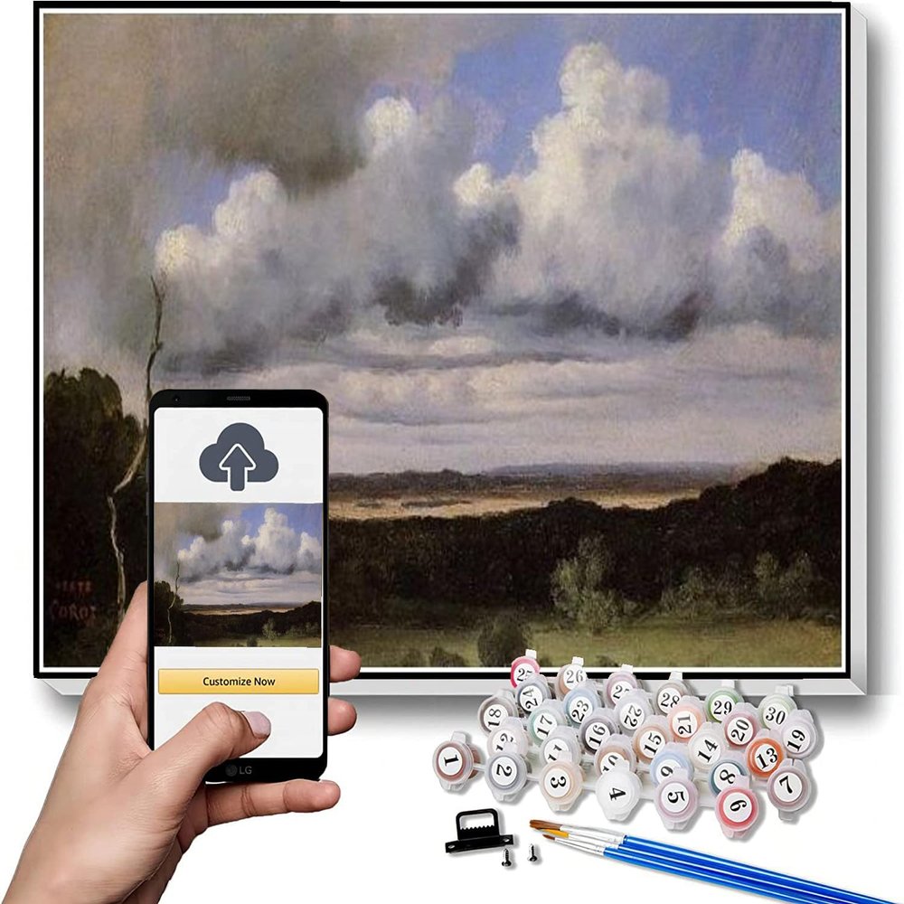 DIY Oil Painting Kit,Rome, The Basilica of Constantine Painting by Camille Corot DIY Oil Painting Paint by Number Kits