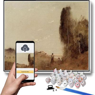 DIY Oil Painting Kit,Morning by The Water Painting by Camille Corot Paint by Numbers Kit for Kids and Adults