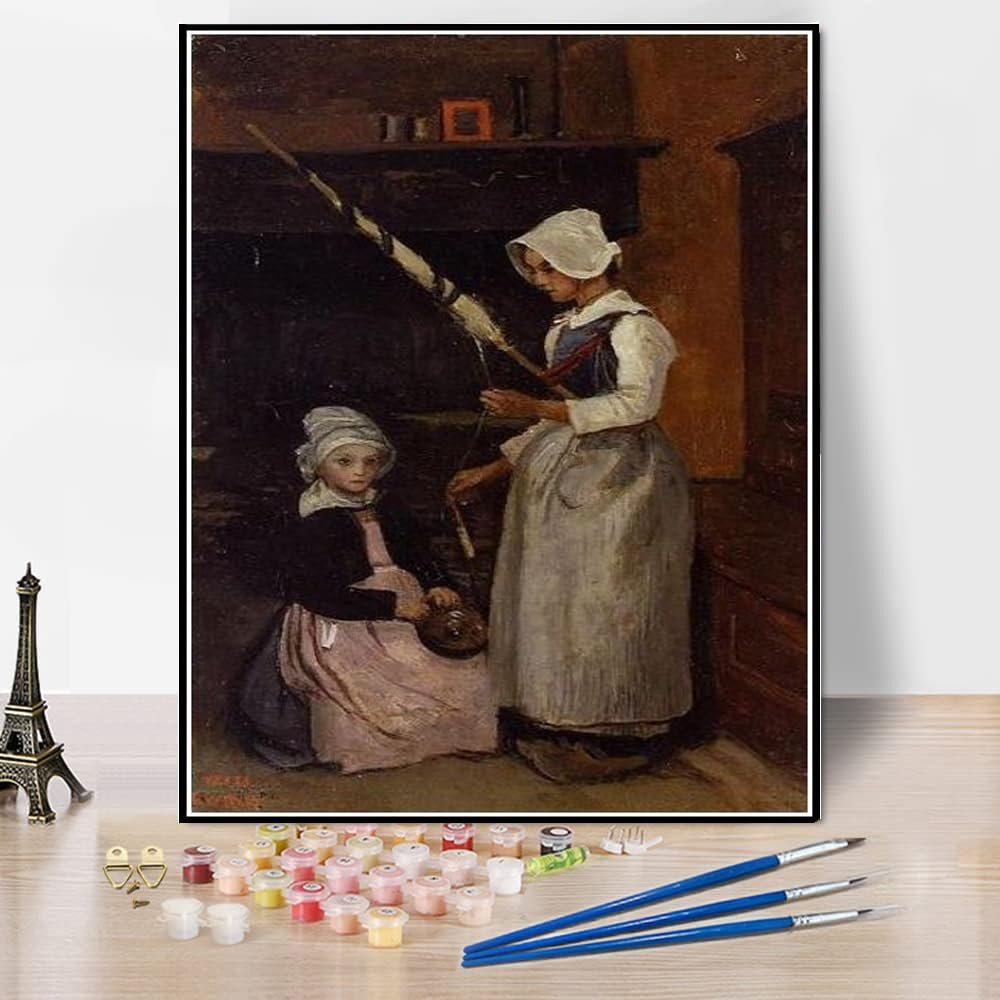 DIY Oil Painting Kit,Mur Peasants Painting by Camille Corot Paint by Numbers Kit for Kids and Adults