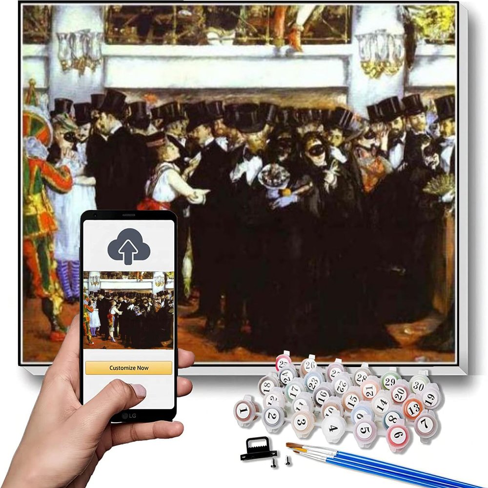 DIY Oil Painting Kit,The Masked Ball at The Opera Painting by Edouard Manet DIY Oil Painting Paint by Number Kits
