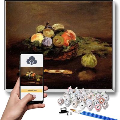 DIY Oil Painting Kit,Basket of Fruits Painting by Edouard Manet Paint by Number Kit On Canvas for Beginners