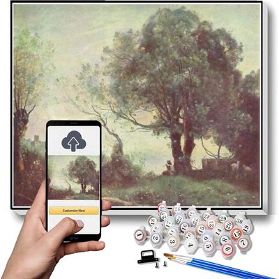 DIY Oil Painting Kit,Landscape at Castel Gandolfo Painting by Camille Corot Paint by Numbers Kit for Kids and Adults