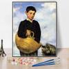 DIY Oil Painting Kit,A Boy with A Dog Painting by Edouard Manet Paint by Numbers Kit for Kids and Adults view 1