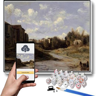 Paint by Numbers for Adult Kits The Banks of The Midouze Mont De Marsan As Seen from The Pont Du Commerce Painting by Camille Corot Arts Craft for Home Wall Decor