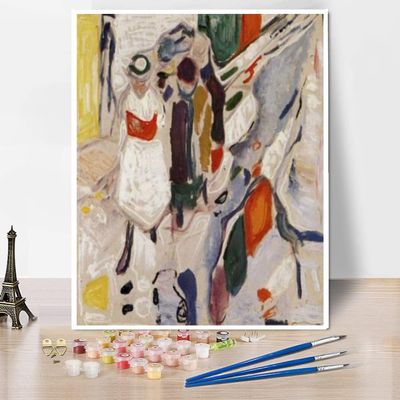 DIY Oil Painting Kit,Children in The Street Painting by Edvard Munch Paint by Number Kit On Canvas for Beginners