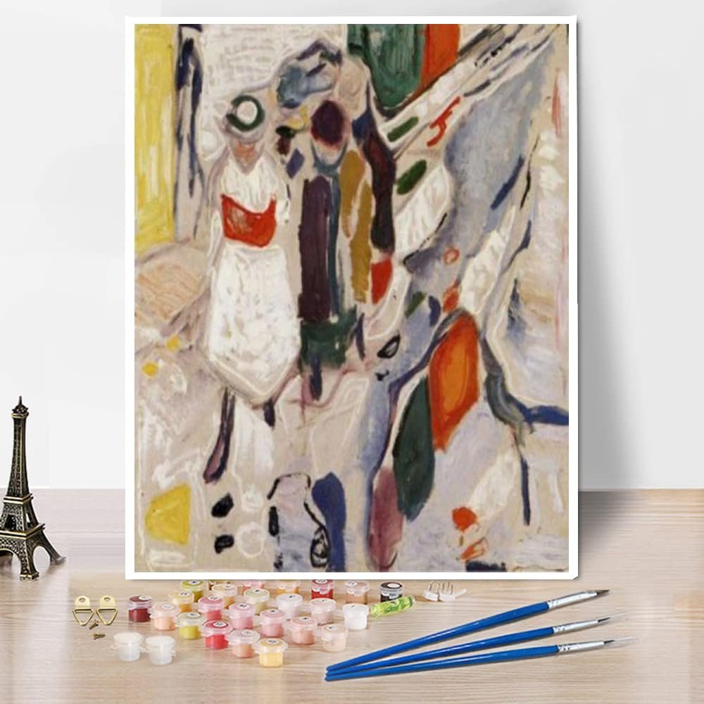 DIY Oil Painting Kit,Children in The Street Painting by Edvard Munch Paint by Number Kit On Canvas for Beginners