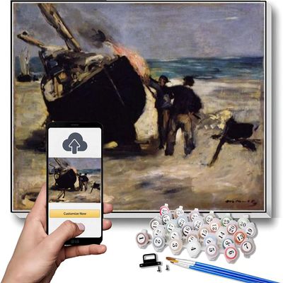 DIY Oil Painting Kit,Tarring The Boat Painting by Edouard Manet DIY Oil Painting Paint by Number Kits