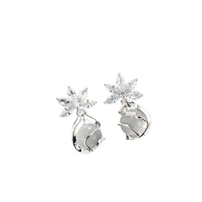 NTIYOU Earrings Earrings Pure Silver Earrings New Net Red Pearl Earrings Female Temperament Long Wild Earrings High Sense Earrings Dangle Hoop (Color : B, Size : B)