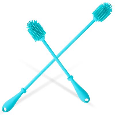 Healifty 2pcs Silicone Bottle Cleaner Brush Deep Cleaning Brushes for Water Bottles Cups Food-Grade Silicone Long Handle Anti-Skid Design Easy to