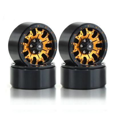 Lifehead 4PCS Aluminum 1.9 Inch Beadlock Wheels CNC Machined for 1/10 RC Crawler Car TRAXXAS TRX4 TRX6 Axial SCX10 90046 90047 SCX10 III AXI03007 Tamiya CC01 D90 D110,Red&Golden