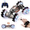Deejoy 1:12 RC Stunt Car, 2.4GHz 4WD Remote Control Gesture Sensor Toy Cars, Double Sided Rotating Off Road Vehicle 360 Flips with Lights Music, for Boys & Girls BirthdayBlack Silver view 1