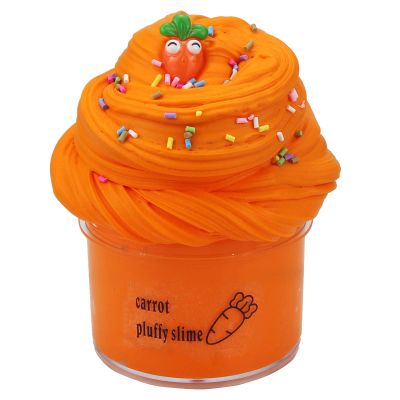 Butter Slime Kit 1 Pack, Scented Stretchy Fruit Cloud Slime, Soft and Non-Sticky DIY Sludge Toy with Charms for Boys Girls (Carrots, 70ML)