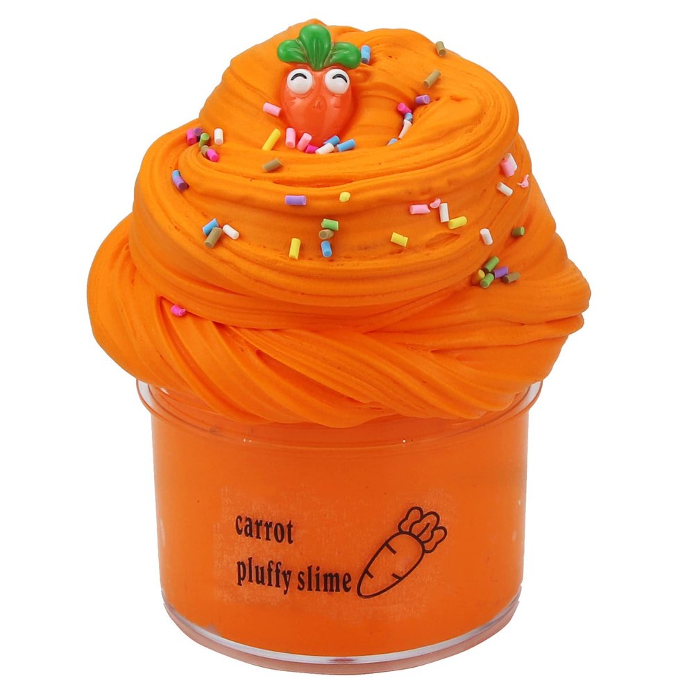 Butter Slime Kit 1 Pack, Scented Stretchy Fruit Cloud Slime, Soft and Non-Sticky DIY Sludge Toy with Charms for Boys Girls (Carrots, 70ML)
