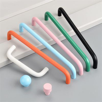 Simple Solid Kitchen Cabinet Handles Wardrobe Door Drawer Cabinet Curved Handles For Furniture Room 1Pcs (Color : Green 192mm)