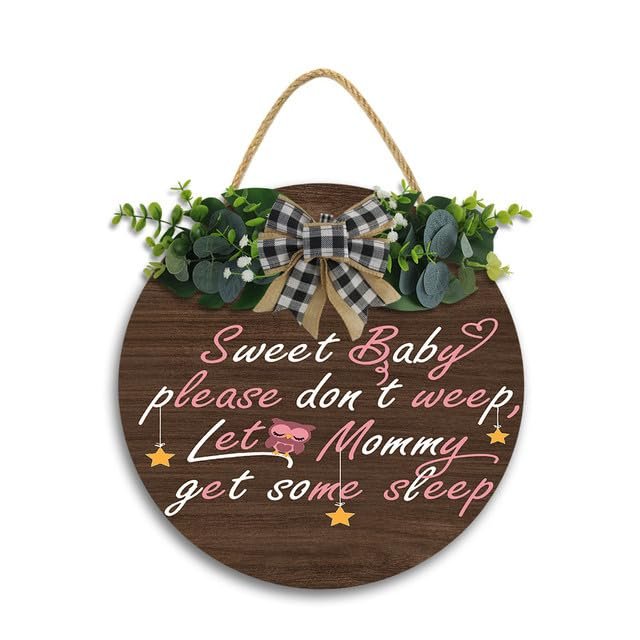 11x11In Funny Babe Cave Door Wooden Sign,Natural Baby Playroom Wall Decor Farmhouse Rustic Wall Art Wooden Sign,Round Door Hanging Sign Decor for Baby Home Bedroom Living Room