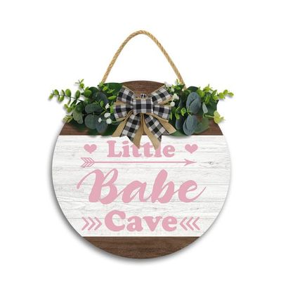 12x12In Little Babe Cave Door Sign,Toddler Kids Bedroom Living Room Hanging Sign,Woodland Baby Playroom Wall Decor,Gifts for Newborn Baby, New Mom Parents
