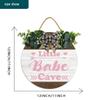 12x12In Little Babe Cave Door Sign,Toddler Kids Bedroom Living Room Hanging Sign,Woodland Baby Playroom Wall Decor,Gifts for Newborn Baby, New Mom Parents view 2