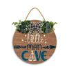 12x12In Little Man Babe Cave Door Sign,Baby Boys Room Wall Decor Farmhouse Rustic Wall Art Wooden Sign,Round Door Hanging Sign Decor for Baby Home Bedroom Living Room view 1