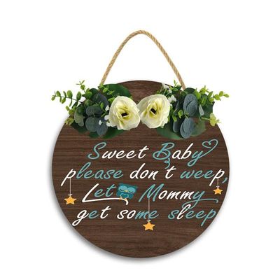 11x11In Funny Babe Cave Door Sign,Little Baby Room Decor Bedroom Wall Decor,Round Wood Design Perfect for Home Wooden Door Hanger for Baby Room, Nursery, Front Door
