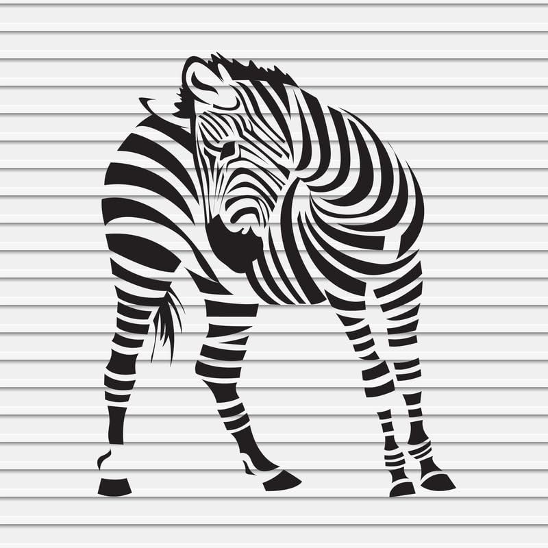 Zebra Vinyl Decals Stickers for Walls Car Window Laptop Tumbler Cafe Bar Shop Store Boys Girls Kids Nursery Room Decor Print Stripes Head Face Cartoon Cute Silhouette YASVG18873