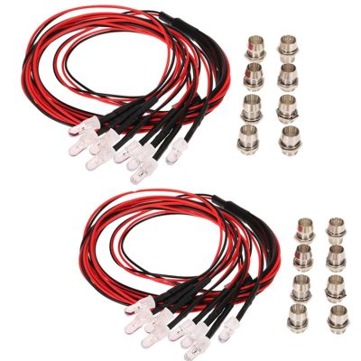 2 Sets RC 8Leds LED Light Kit Accessories RC Headlights/Taillight Kit Accessories for 1/10 1/8 Modes for Tamiya ARRMA HSP Redcat Axial SCX10 RC Cars