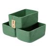 MiniArk Small Storage Baskets for Organizing | Closet Organizer Bins | Shelf Toy Basket | Woven Rope Baskets | Cube Decorative Box | Shallow Basket | 11.5x7.5x4.7 | 3 Packs Green view 1