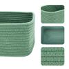 MiniArk Small Storage Baskets for Organizing | Closet Organizer Bins | Shelf Toy Basket | Woven Rope Baskets | Cube Decorative Box | Shallow Basket | 11.5x7.5x4.7 | 3 Packs Green view 3