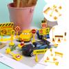 KONTONTY Construction Cake Topper Set with Road Signs and Road Block Decorations 2.5 Inch Plastic Cake Ornaments for Birthday and Party Baking view 3