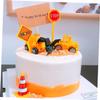KONTONTY Construction Cake Topper Set with Road Signs and Road Block Decorations 2.5 Inch Plastic Cake Ornaments for Birthday and Party Baking view 4